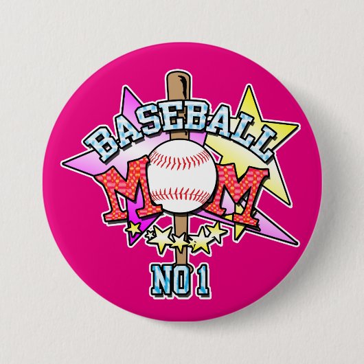 Baseball mama Badge Ronde Button 7,6 Cm (Voorkant)