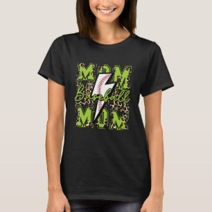 Baseball mama Baseball Lightning Bolt Leopard Limo T-shirt