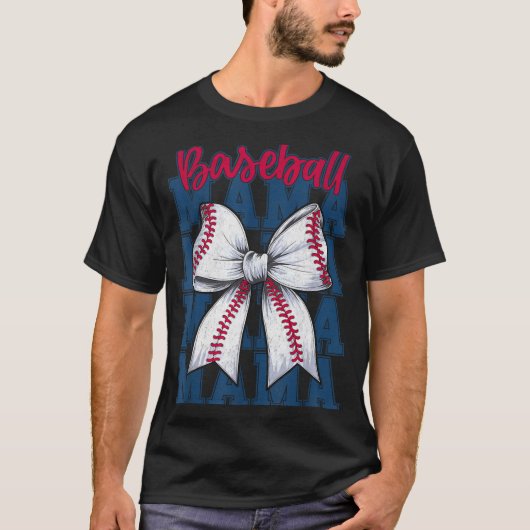 Baseball Mama Coquette Bow Game Day Baseball Mom M T-shirt (Voorkant)