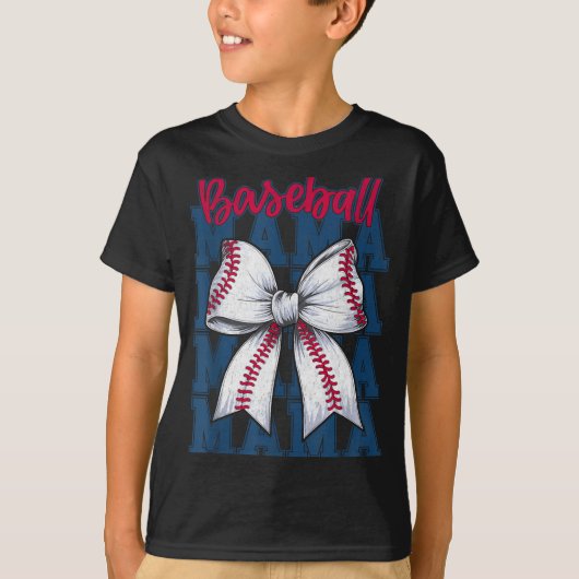 Baseball Mama Coquette Bow Game Day Baseball Mom M T-shirt (Voorkant)