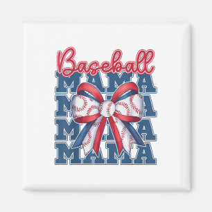 Baseball Mama Coquette Bow Sport Mom Moederdag Magneet