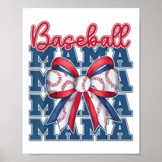 Baseball Mama Coquette Bow Sport Mom Moederdag Poster (Voorkant)