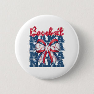 Baseball Mama Coquette Bow Sport Mom Moederdag Ronde Button 5,7 Cm