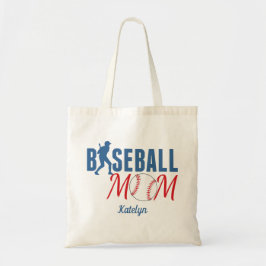 Baseball mama Cute Monogram Blue Tote Bag