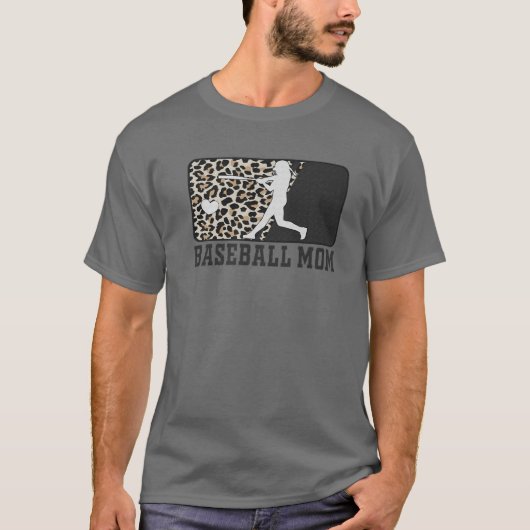 Baseball mama Funny Ma Life Leopard T-shirt (Voorkant)
