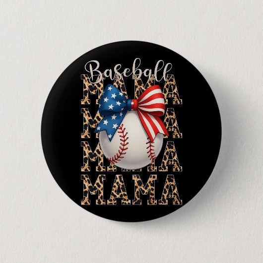 Baseball Mama Game Day Baseball Verenigde Staten 4 Ronde Button 5,7 Cm (Voorkant)