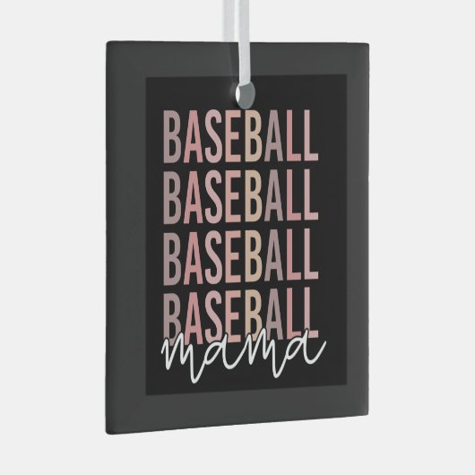 Baseball Mama | Giften van honkbal mam Glas Ornament (Voorkant Rechts)