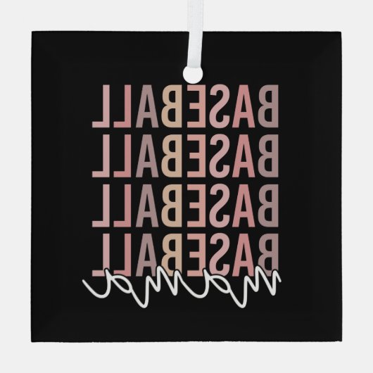 Baseball Mama | Giften van honkbal mam Glas Ornament (Achterkant)