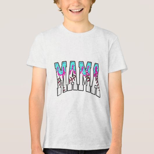 Baseball Mama Ice Cream Drip met Sprinkles Baseba Tri-Blend Shirt (Voorkant)