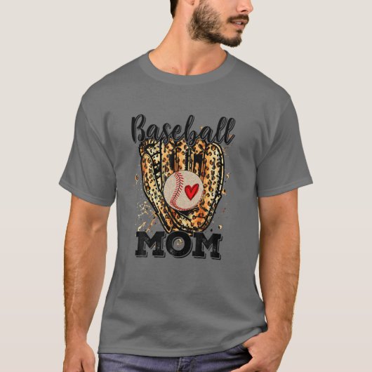 Baseball mama Leopard Baseball Lovers Family Moede T-shirt (Voorkant)