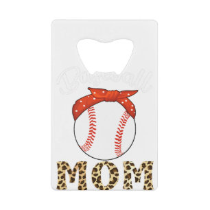 Baseball mama Leopard Funny Softball mama Creditkaart Flessenopener