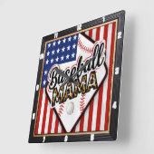 Baseball Mama Leopard Print Sport Vierkante Klok (Hoek)