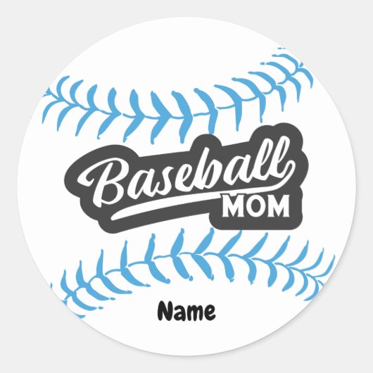Baseball mama met de naam Classic Round Sticker (Voorkant)