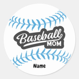 Baseball mama met de naam Classic Round Sticker