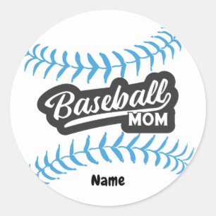 Baseball mama met de naam Classic Round Sticker
