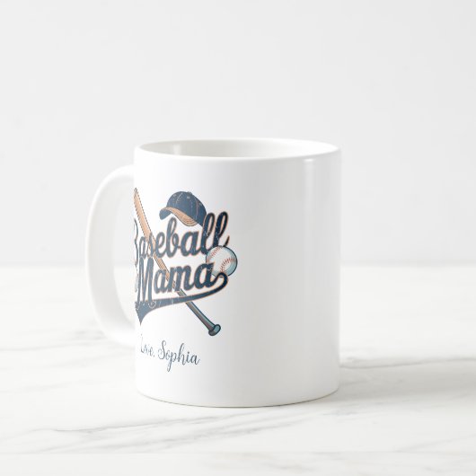 Baseball Mama, Moederdag aangepaste naam Koffiemok (Voorkant links)