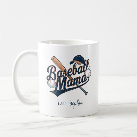 Baseball Mama, Moederdag aangepaste naam Koffiemok (Links)