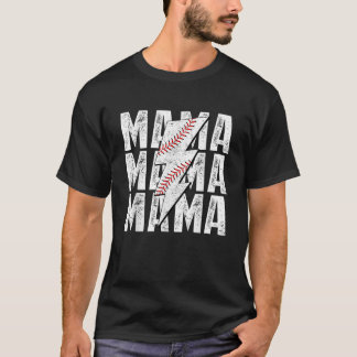 Baseball Mama Mom Lightning Bolt Moederdag T-shirt
