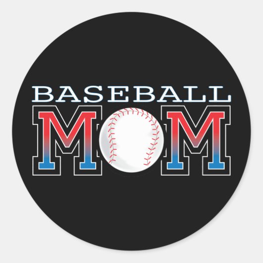 Baseball mama ronde sticker (Voorkant)
