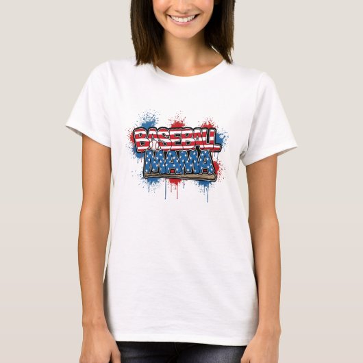 Baseball Mama T-shirt Patriotische Spat Tee (Voorkant)