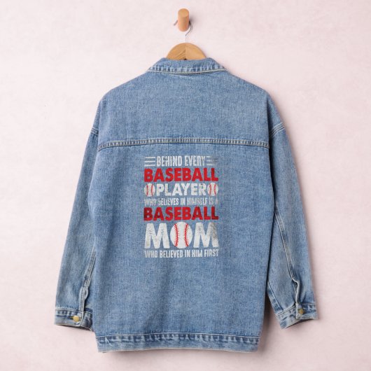 Baseball mama Vrouwen Moederdag honkbal Denim Jacket (Hangar)