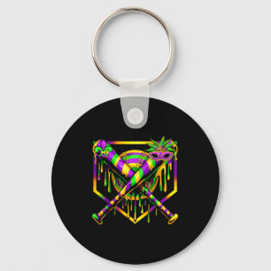 Baseball Mardi Gras Carnaval Feest Masker Ijs Sleutelhanger