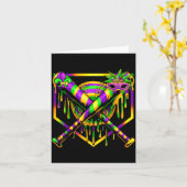 Baseball Mardi Gras Carnival Party Mask Ice Cream Kaart (Gele Bloem)