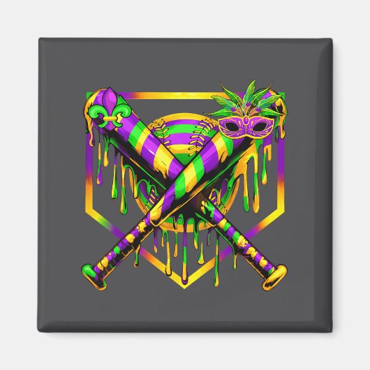 Baseball Mardi Gras Carnival Party Mask Ice Cream  Magneet (Voorkant)
