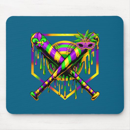 Baseball Mardi Gras Carnival Party Mask Ice Cream Muismat (Voorkant)