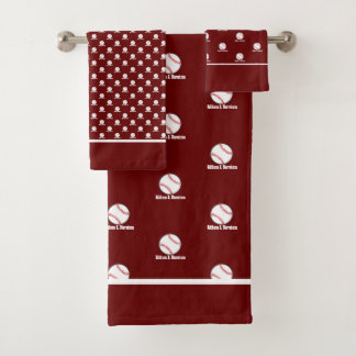 Baseball Maroon Rust Red Maroon Name Sport Room Bad Handdoek