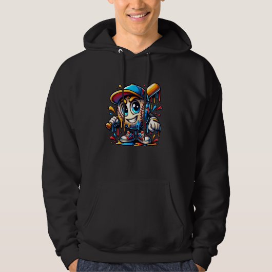 Baseball Mascot Druppel Baseball Drip Baseball Ice Hoodie (Voorkant)