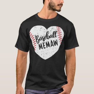 Baseball Memaw Retro Hart Baseball Oma Moeder T-shirt