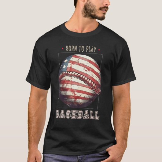 Baseball Merica Patriotic 4th July American Flag T-shirt (Voorkant)