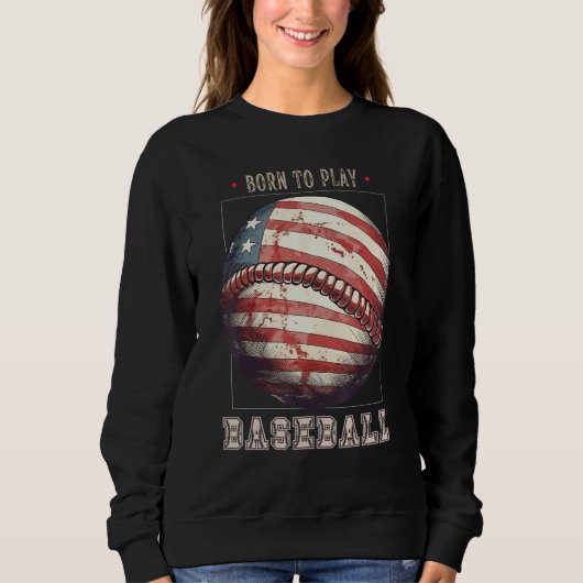 Baseball Merica Patriotic 4th July American Flag Trui (Voorkant)
