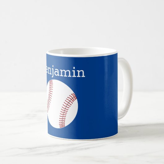 Baseball met aangepaste naam - blauw koffiemok (Voorkant rechts)