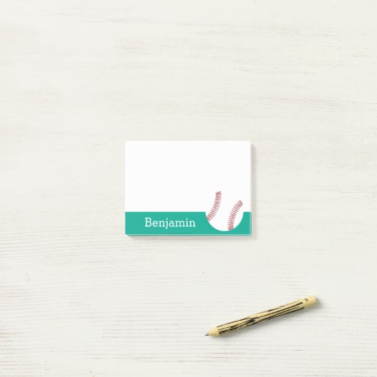 Baseball met aangepaste naam - Emerald Post-it® Notes (Op bureau)