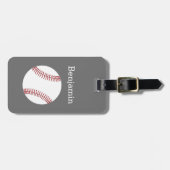 Baseball met aangepaste naam - Grijs Bagagelabel (Voorkant horizontaal)