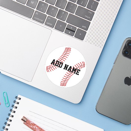 Baseball met aangepaste naam groen sticker (Laptop met iPhone)