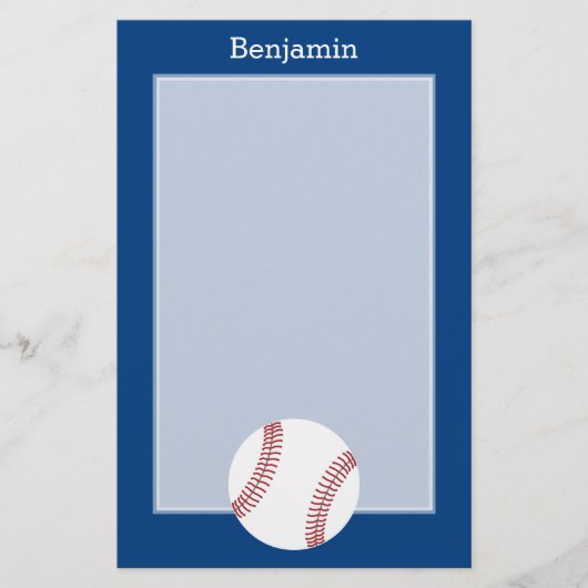 Baseball met aangepaste naam - Royal Blue Briefpapier (Voorkant)