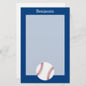 Baseball met aangepaste naam - Royal Blue Briefpapier (Voorkant / Achterkant)