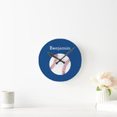 Baseball met aangepaste naam - Royal Blue Ronde Klok (Huis)