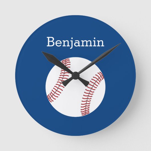 Baseball met aangepaste naam - Royal Blue Ronde Klok (Voorkant)