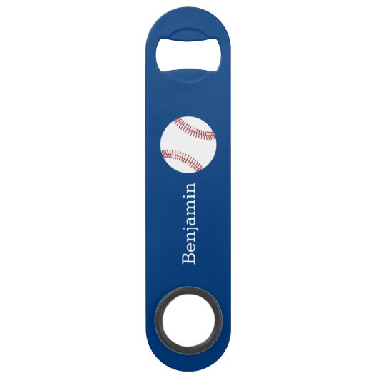 Baseball met aangepaste naam - Royal Blue Speed Flessenopener (Voorkant)