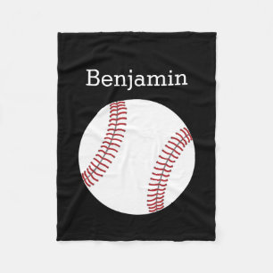 Baseball met aangepaste naam - zwart fleece deken