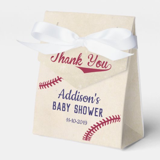 Baseball Met Baby shower gesimuleerde box lint Bedankdoosjes (Voorkant Zijde)