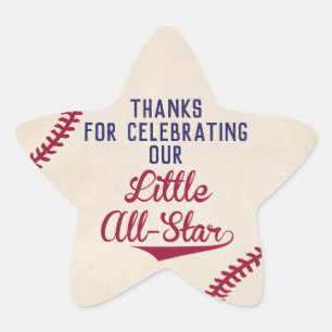 Baseball met Baby shower Star-stickers Ster Sticker