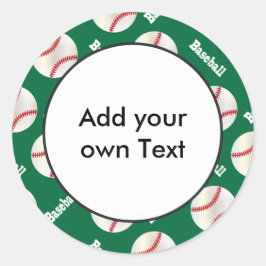 Baseball met donkergroene achtergrond | Personalis Ronde Sticker