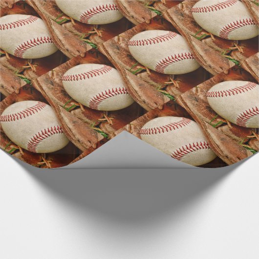 Baseball met een oude Mitt Cadeaupapier (Hoek)