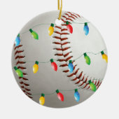 Baseball met feestversiering keramisch ornament (Voorkant)