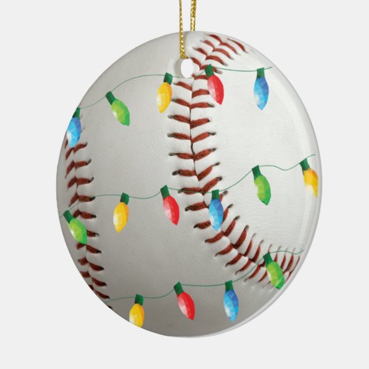 Baseball met feestversiering keramisch ornament (Links)
